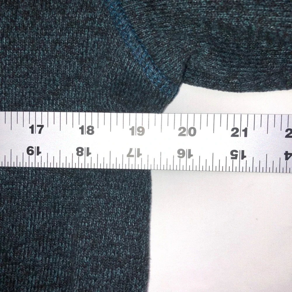 Van Heusen Flex Mens Medium Teal Black Marled Quarter Button Mock Neck Sweater